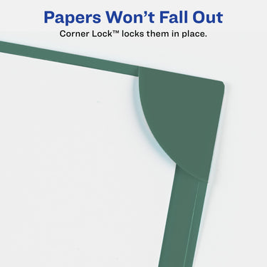 Avery Corner Lock Document Sleeves for 3 Ring Binders, 1 Sage Green Plastic Sleeve (47836) 1 Cover